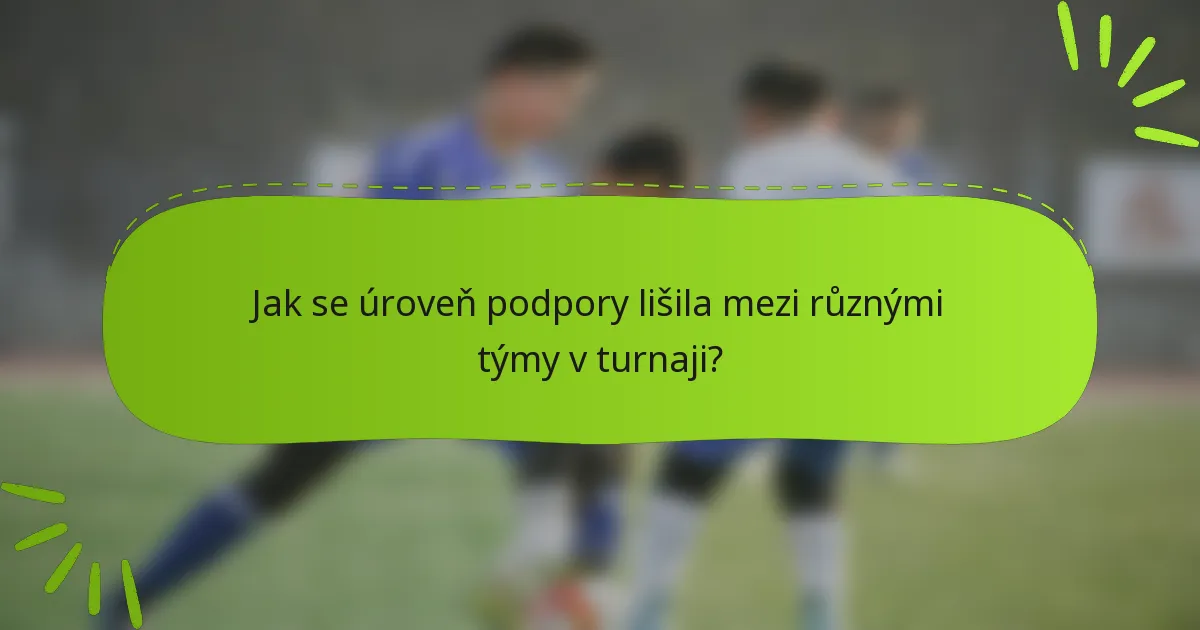 Jak se úroveň podpory lišila mezi různými týmy v turnaji?
