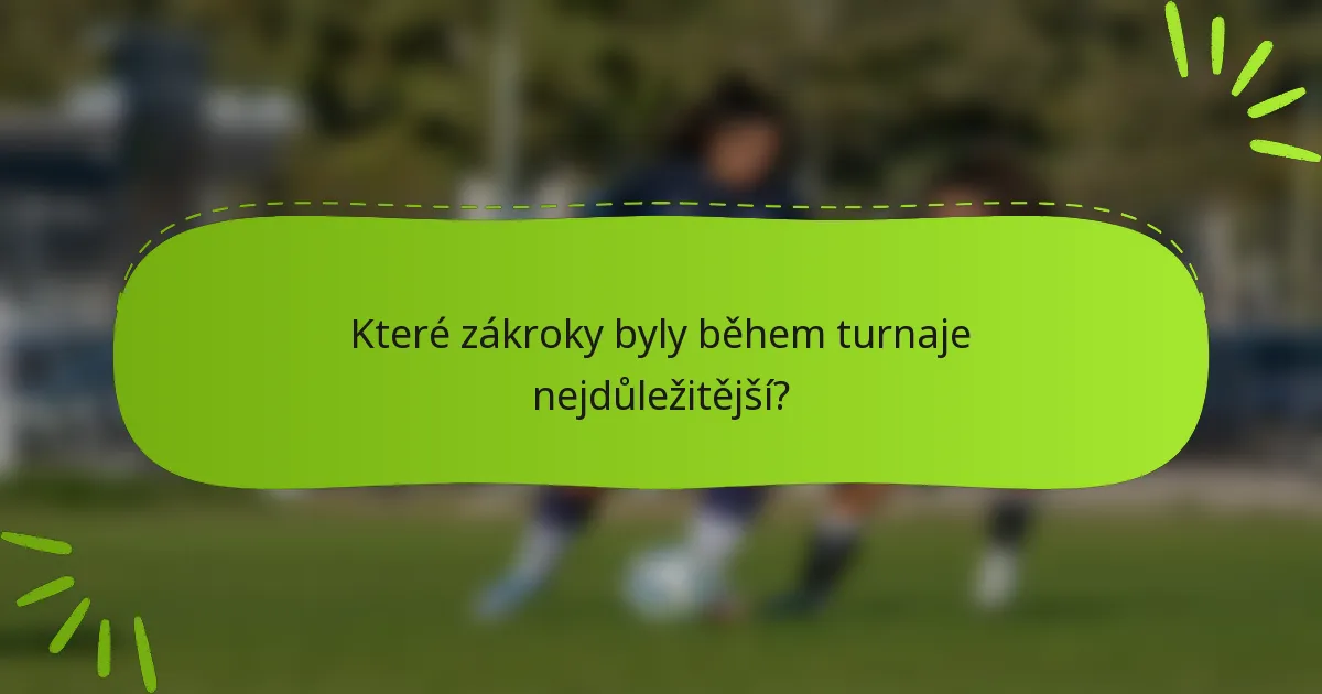 Které zákroky byly během turnaje nejdůležitější?